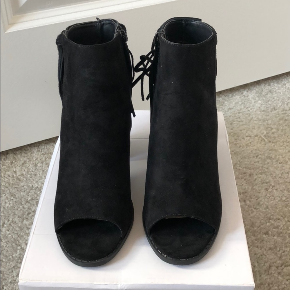 Fringe booties ankle heels